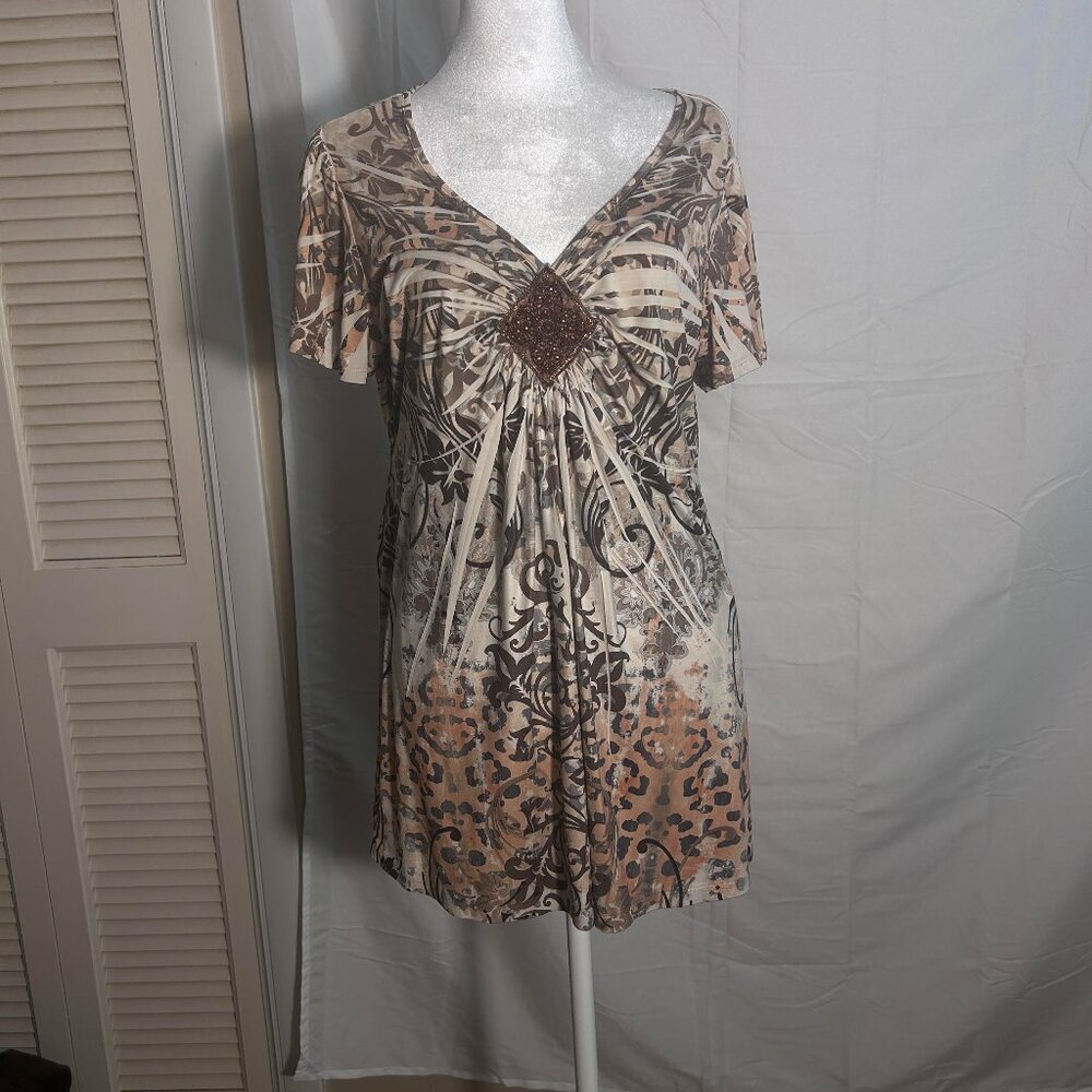 Aptt. 9 Top Size 1X Brown Cream Tan